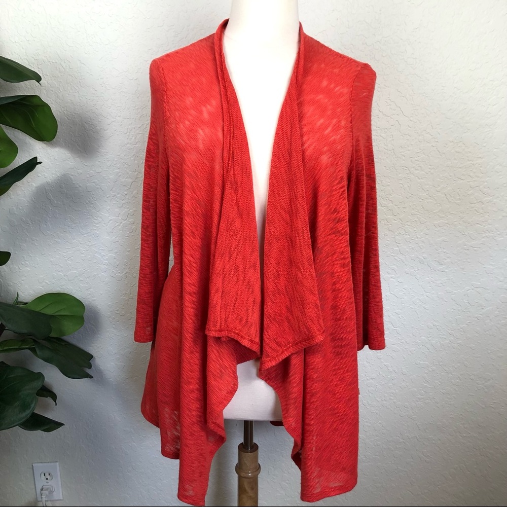 Burnt Orange Asymmetrical Peplum Long Cardigan